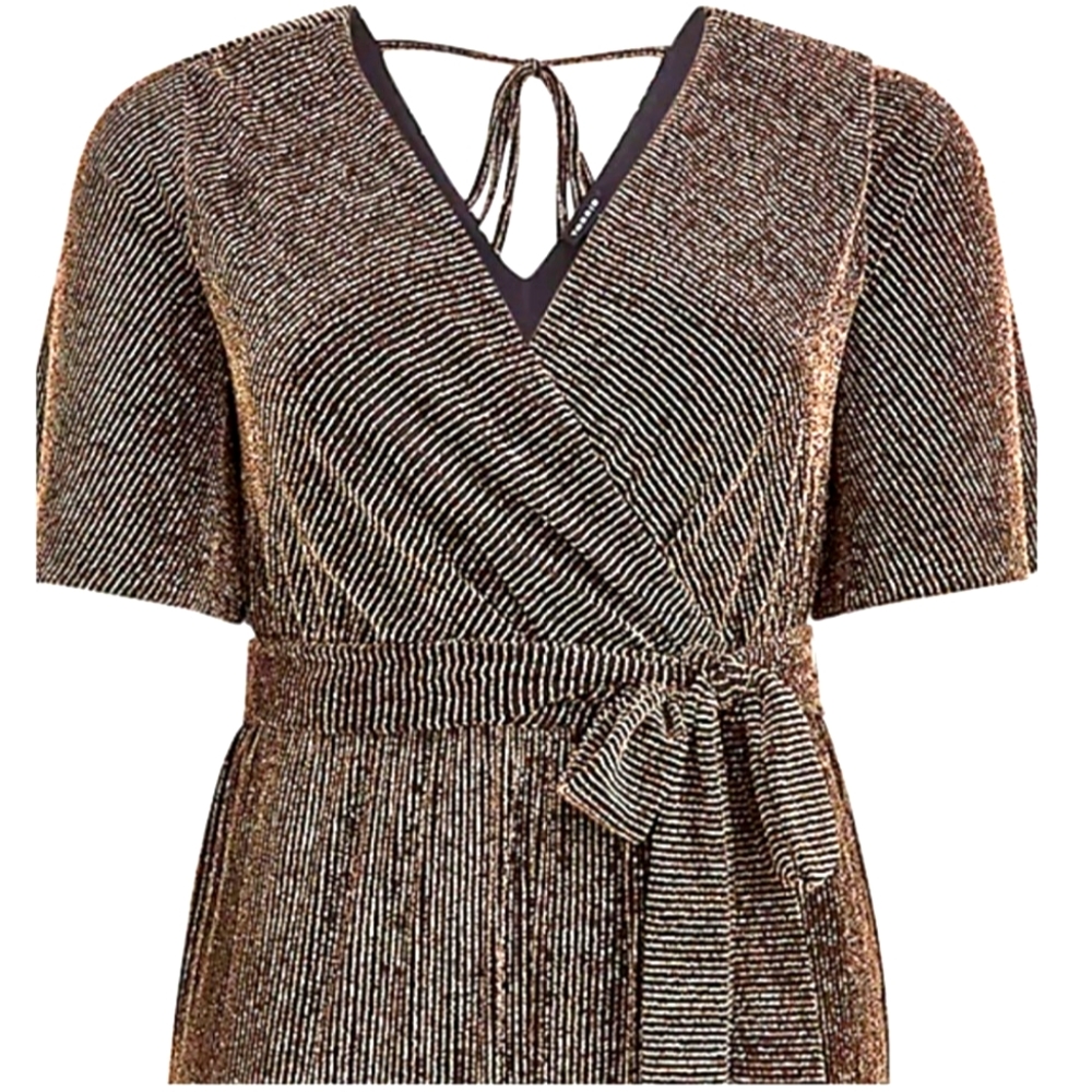 Torrid - 10 - Gold Glitter Knit Surplice Jumpsuit